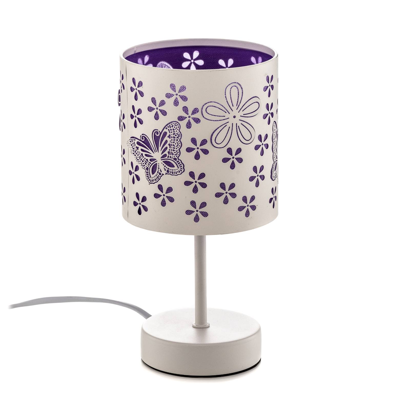 Lampe poser Titilla blanche int. abat-jour violet