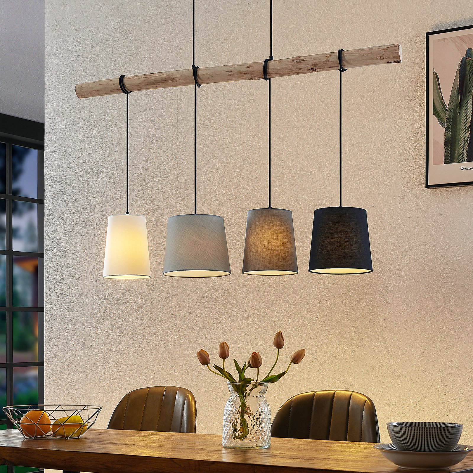 Hinai 4 Pendelleuchte Black/Grey/White - Lindby