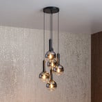 Marius pendant light, black, 5-bulb