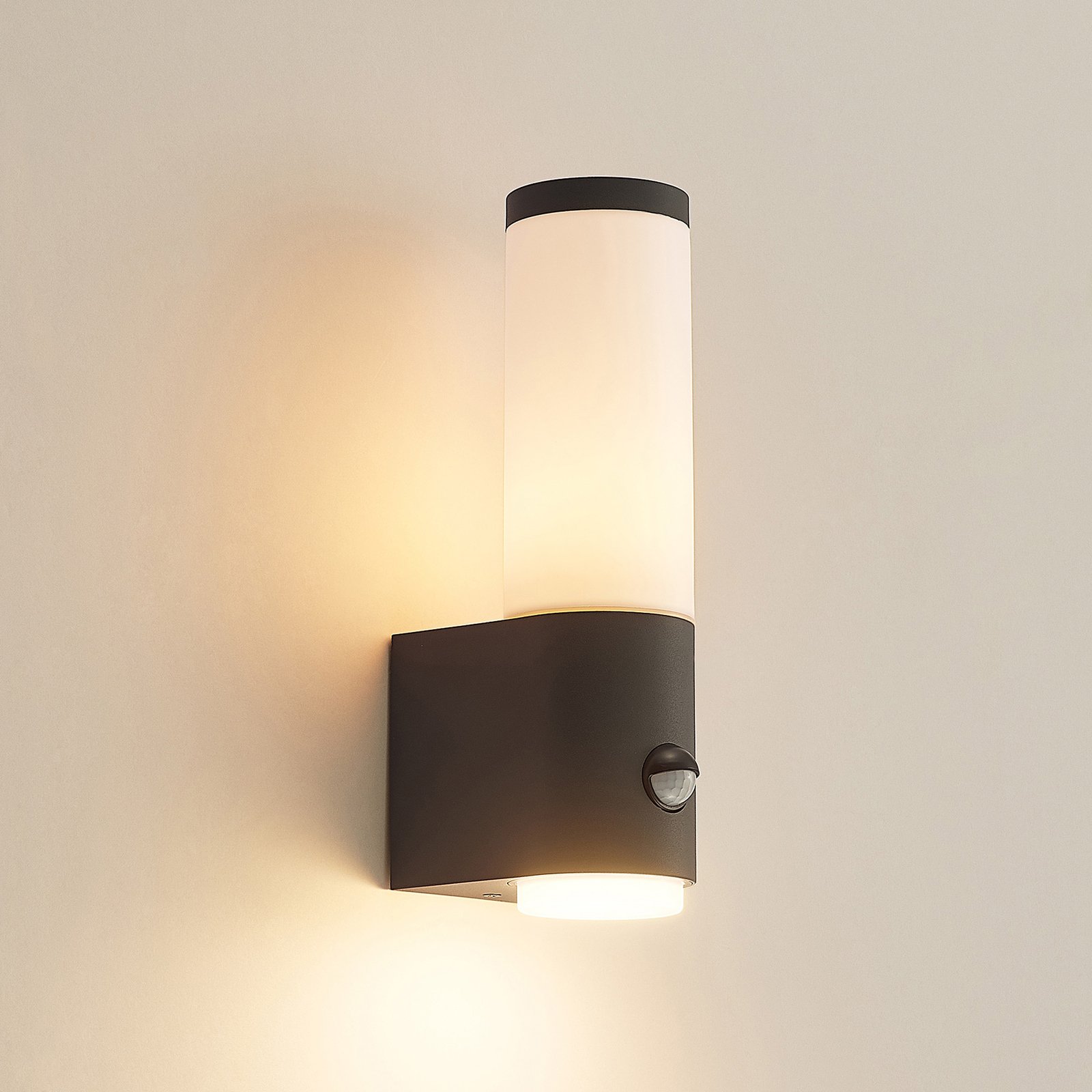 Okari Outdoor Wall Lamp w/Sensor Opal/Dark Grey - Lindby