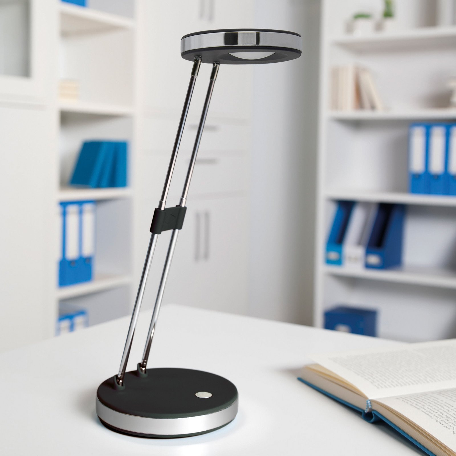 MAULpuck Lampă de masă cu LED braț telescopic negru - Studiu / Birou - modern - negru aluminiu - Plastic