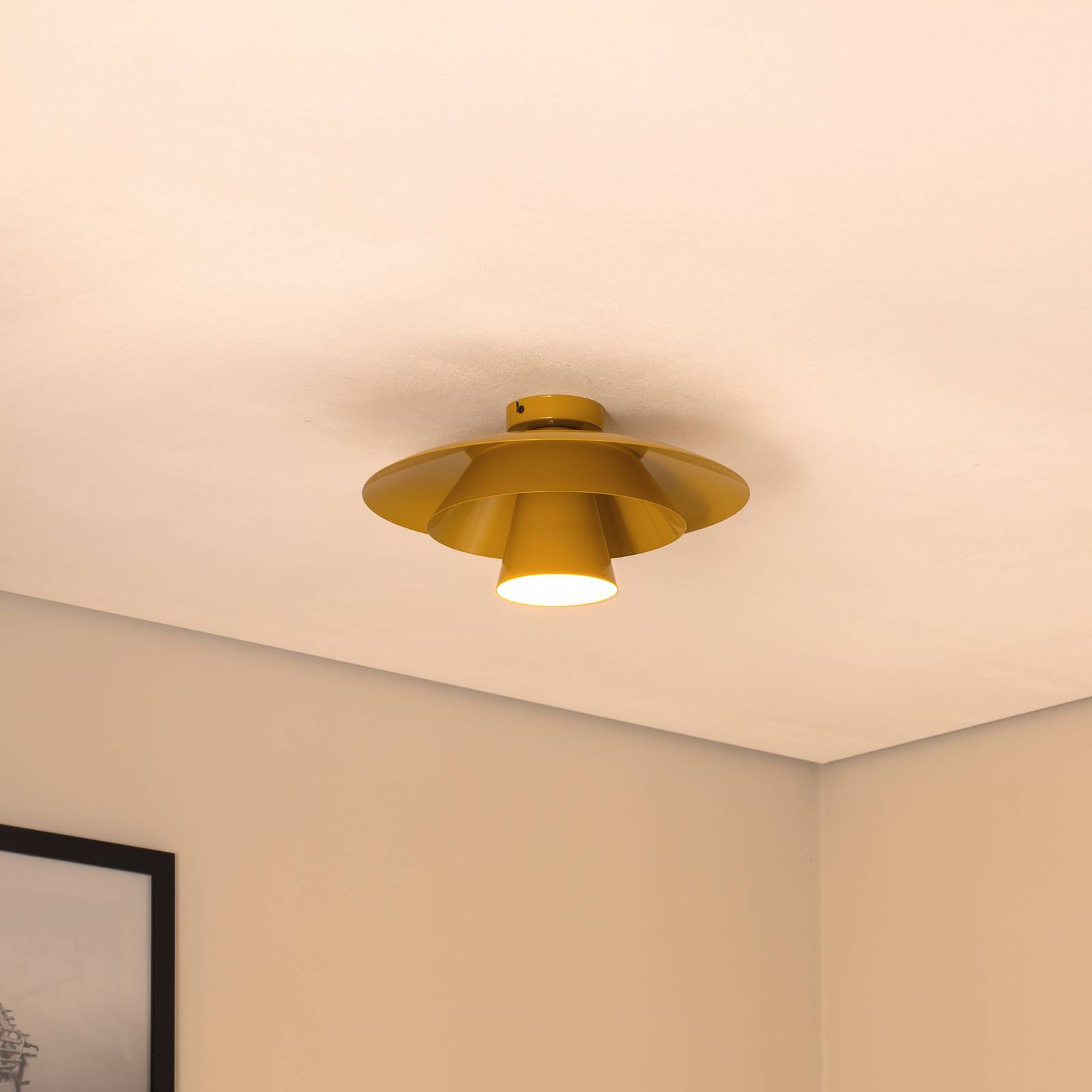 Deckenleuchte Plato, senfgelb, Metall, Ø 38 cm, E27 günstig online kaufen
