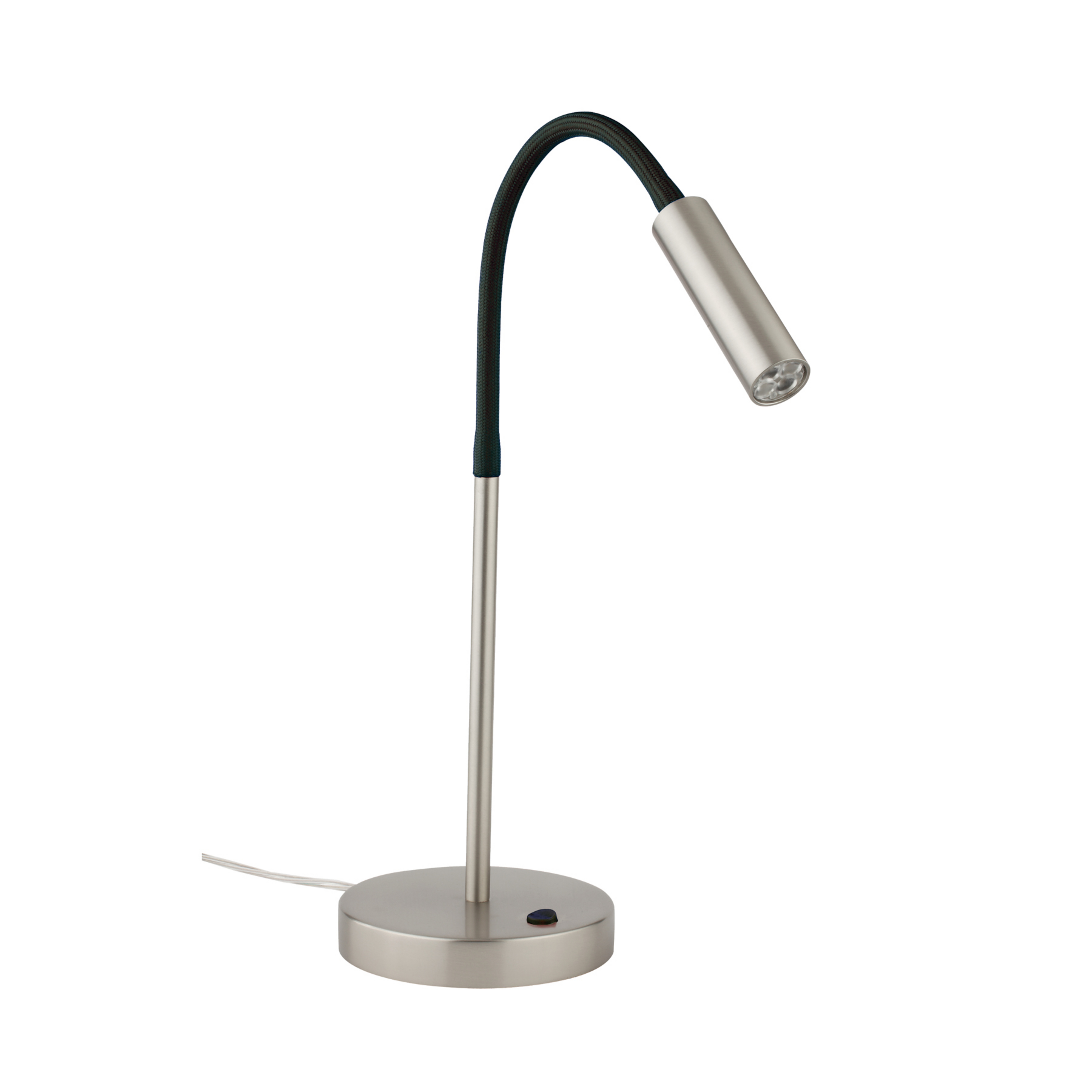 Lampe à poser LED Rocco nickel mat bras flex noir