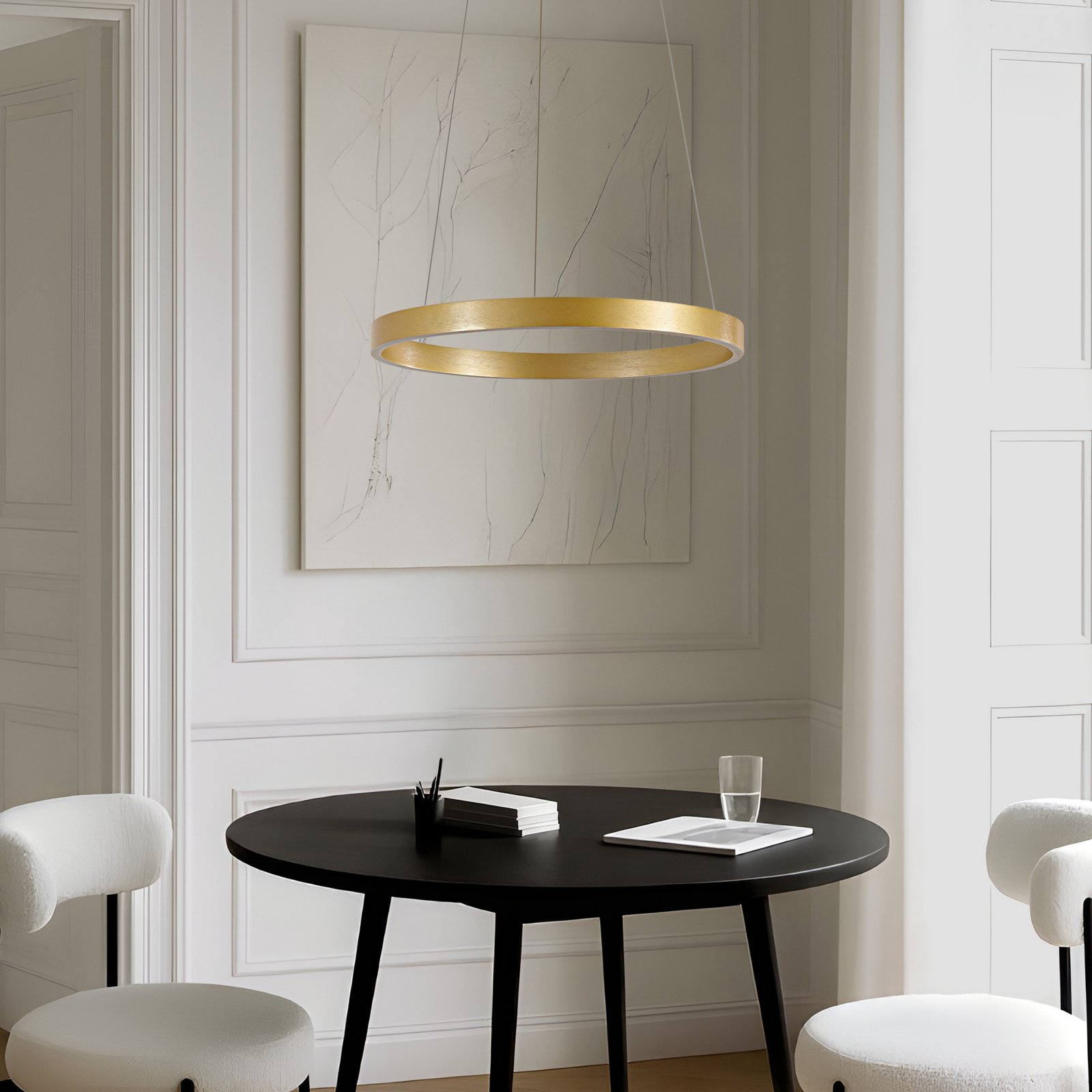 Lucande LED-hængelampe Yonam, Ø 60 cm, 1 lyskilde, guld, CCT Lucande LED-hængelampe Yonam, Ø 60 cm, 1 lyskilde, guld, CCT