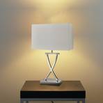 Club table lamp, chrome/white, 35.5 cm high, textile, E14