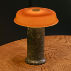 LED-akutoitel laualamp Trip No. 2, roheline/merevaik, marmor, klaas