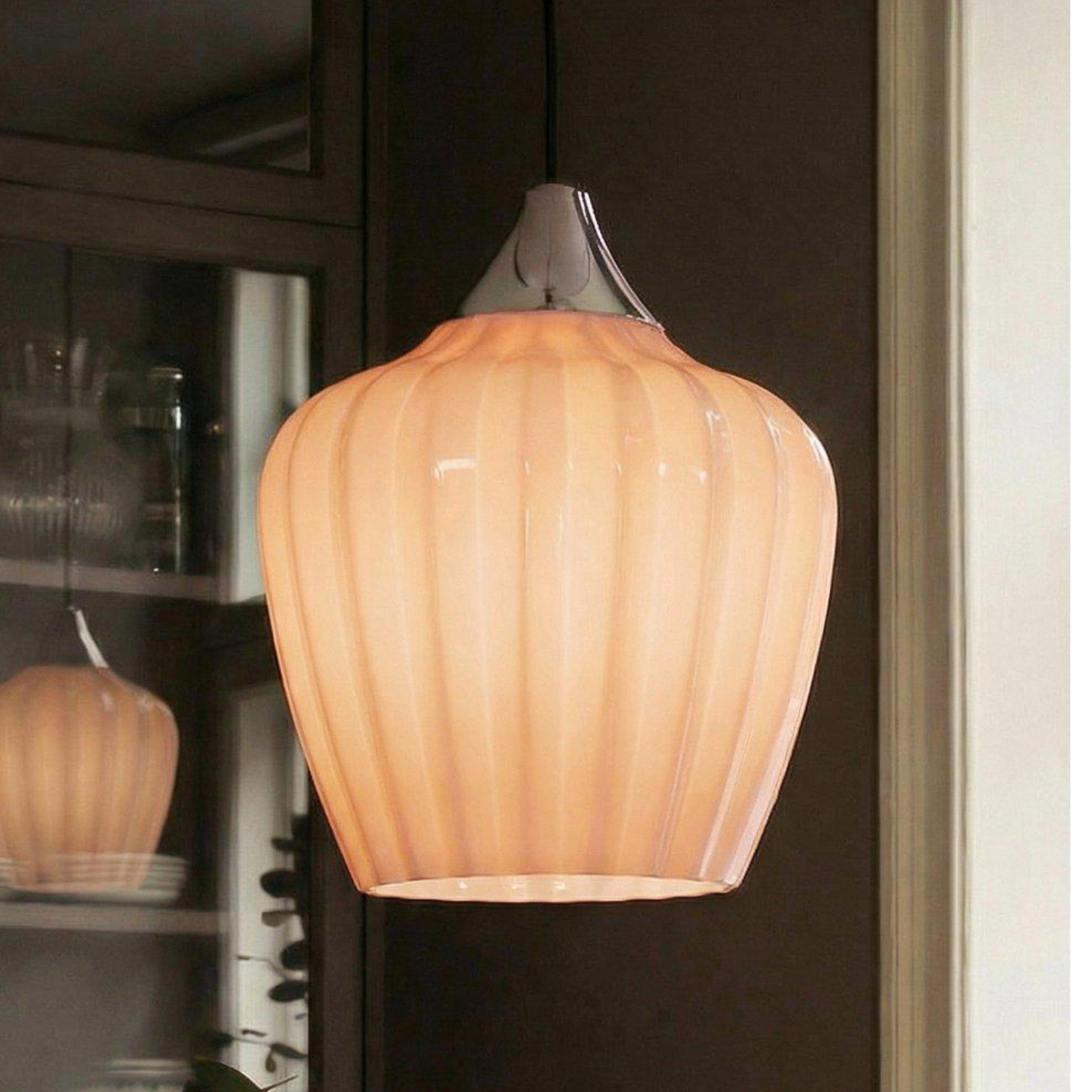 Lampă suspendată Amalfi, portocalie, Ø 25 cm, sticlă, soclu E27, priză