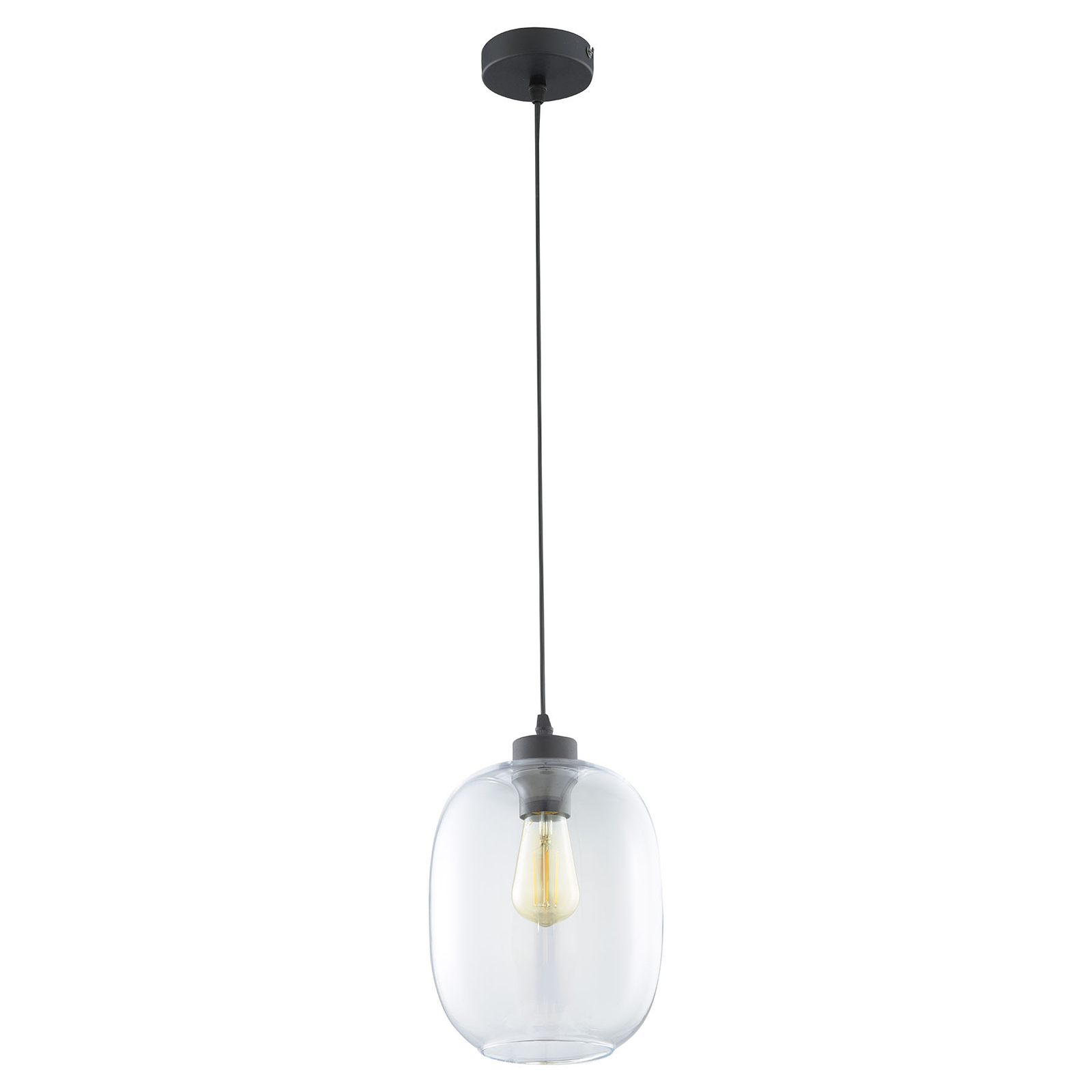 Hanglamp Elio, glas, transparant, 1-lamp