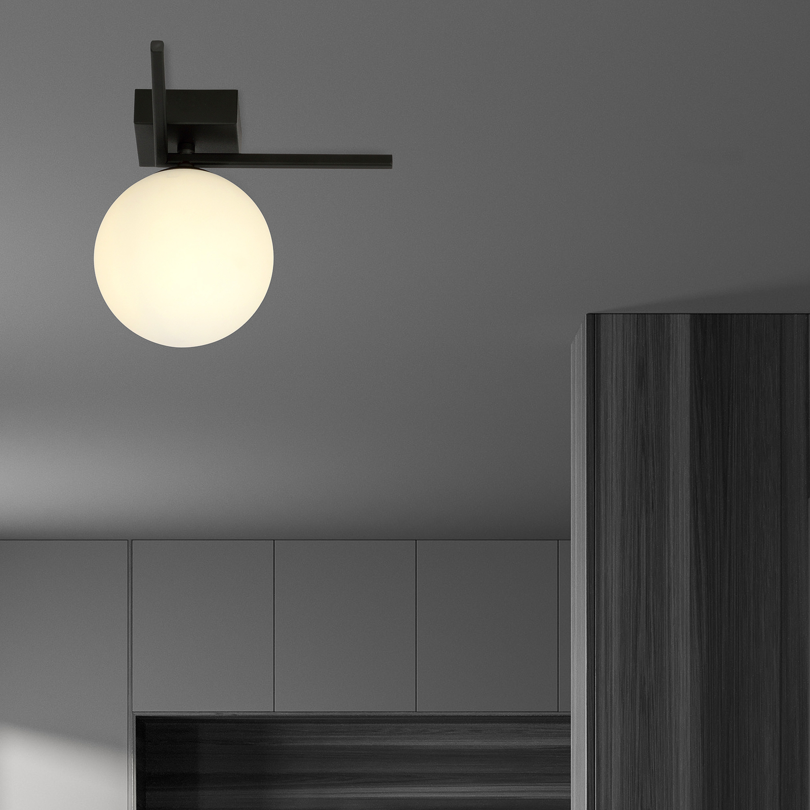 Imago 1G ceiling light, one-bulb, black/opal