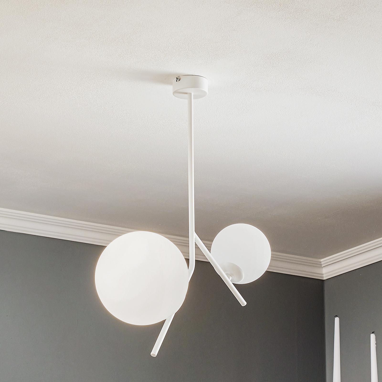 Lunio hanging lamp, two-bulb, white