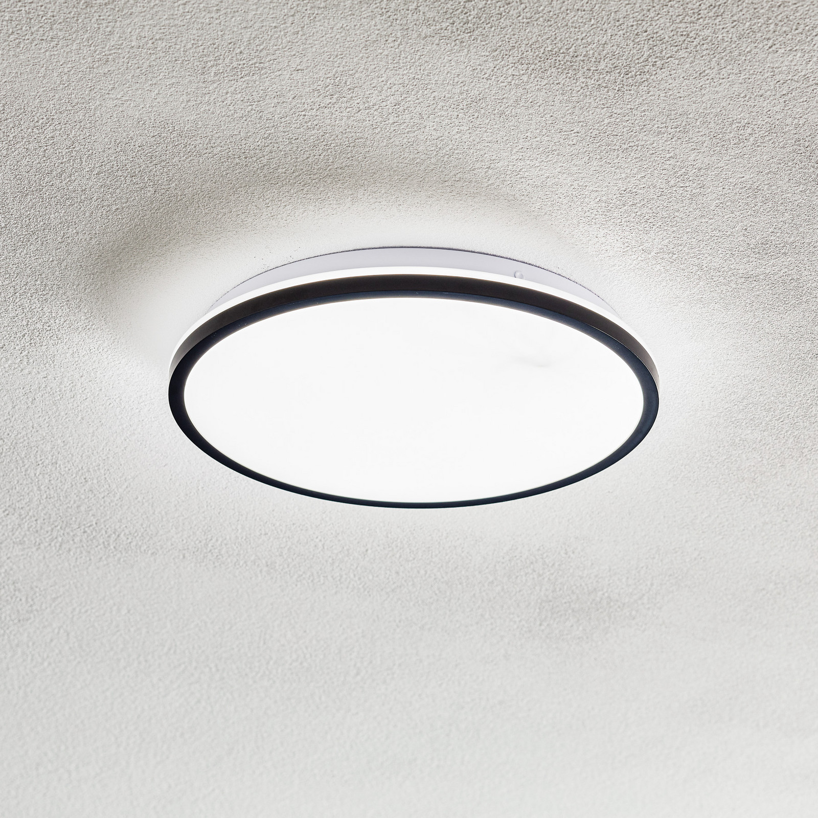 Briloner Plafonieră cu LED Lana cu efect retroiluminat Ø28 negru - Camera de zi / sufragerie - modern - negru satinat - Plastic