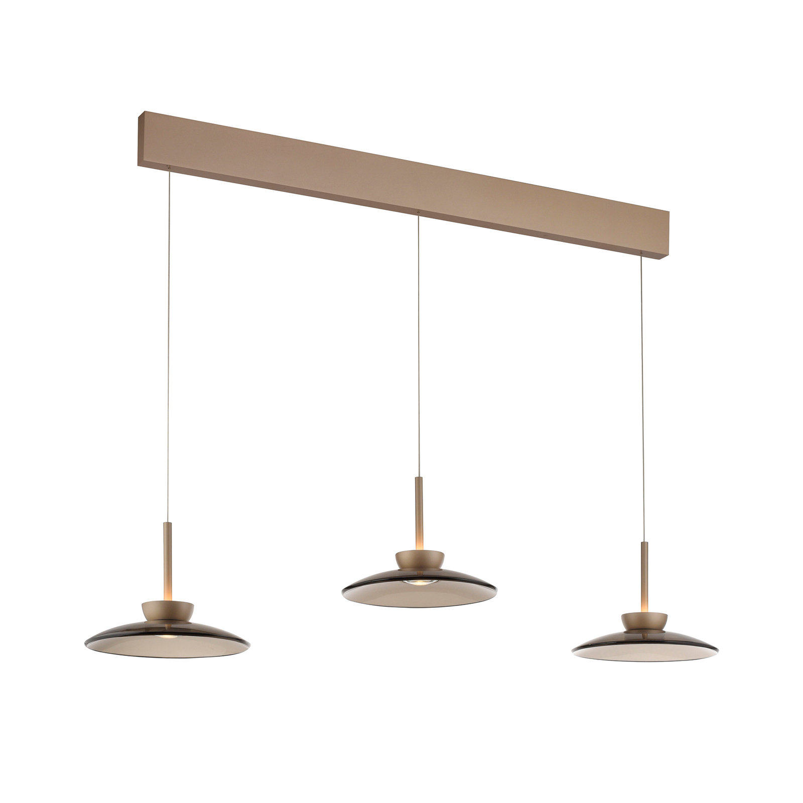 Suspension LED Moon, bronze et verre ambré (foncé), à 3 lampes - PURE Suspension LED Moon, bronze et verre ambré (foncé), à 3 lampes - PURE