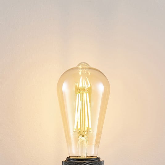 LED lampa E27 ST64 6,5W 2500K dzintara krāsā 3 soļu dimmeris