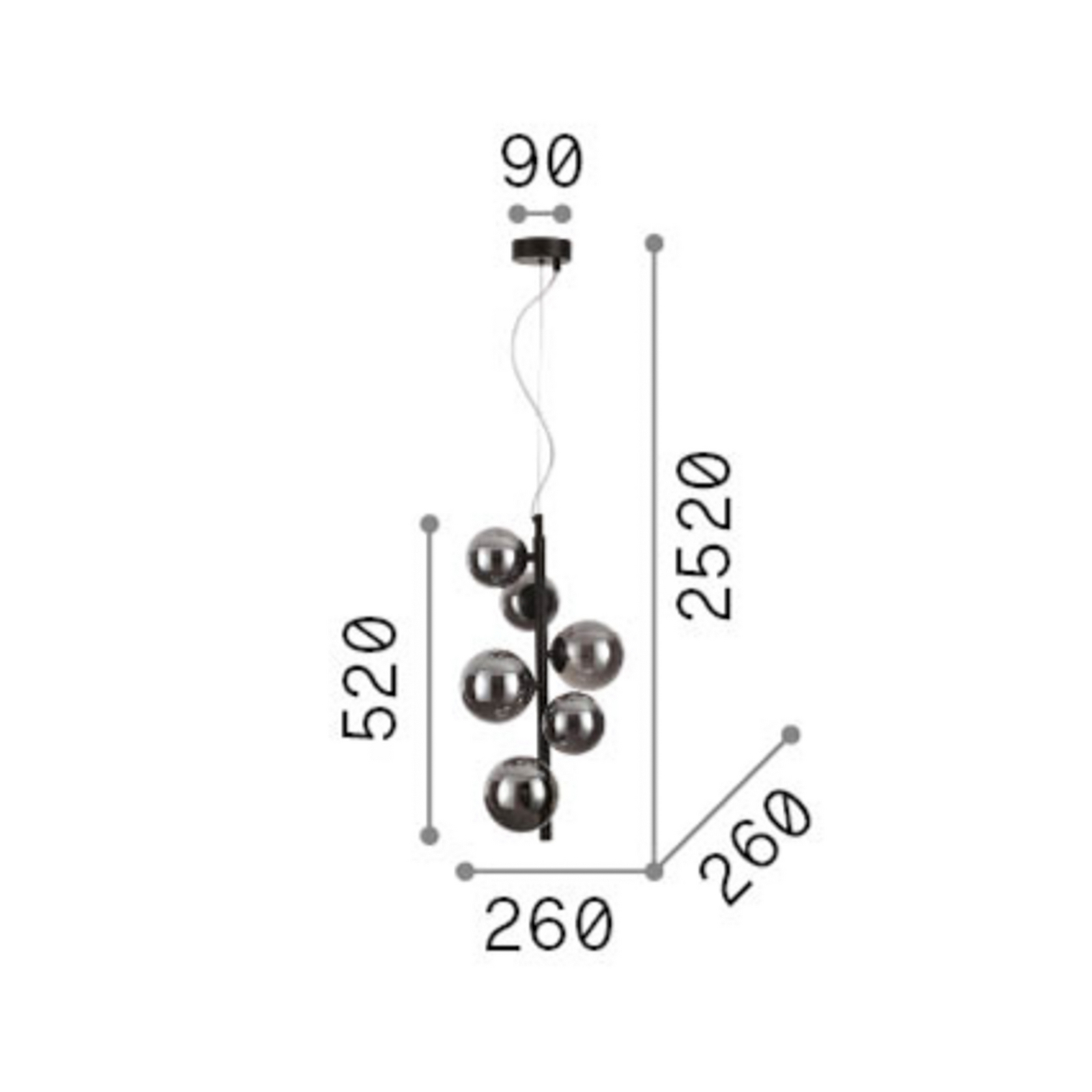 Suspension IDEAL LUX Perlage, laiton/ambre, hauteur 52 cm, à 6 lampes Suspension IDEAL LUX Perlage, laiton/ambre, hauteur 52 cm, à 6 lampes
