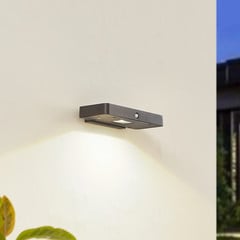 Lucande Aplique de pared LED Tavon, angular, negro, sensor