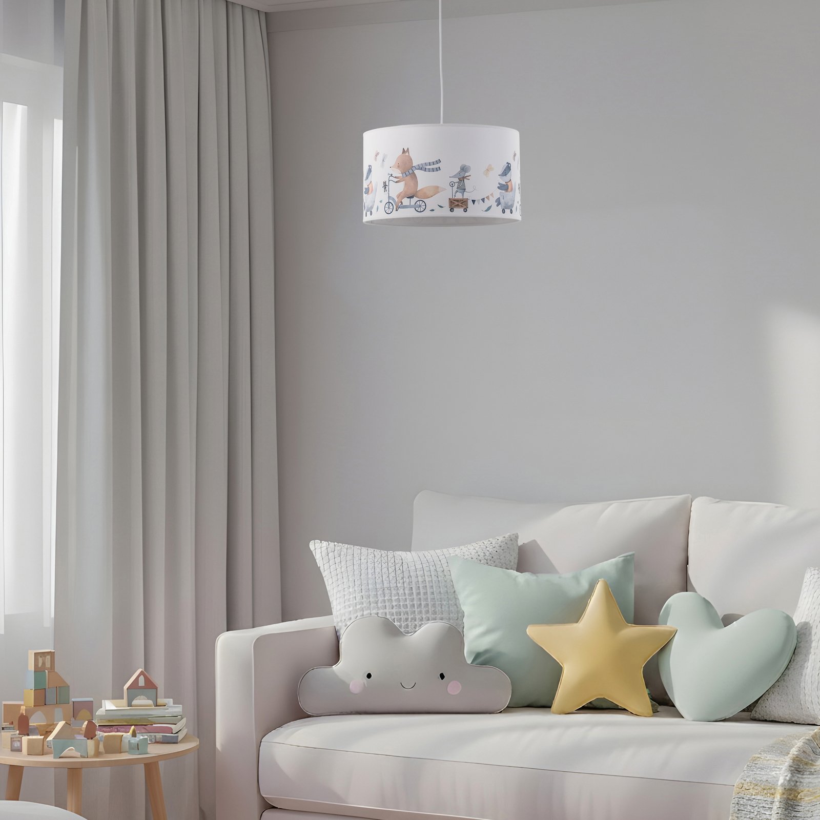 Hängeleuchte Ferdi Kids, Textil, weiß, bunt Hängeleuchte Ferdi Kids, Textil, weiß, bunt