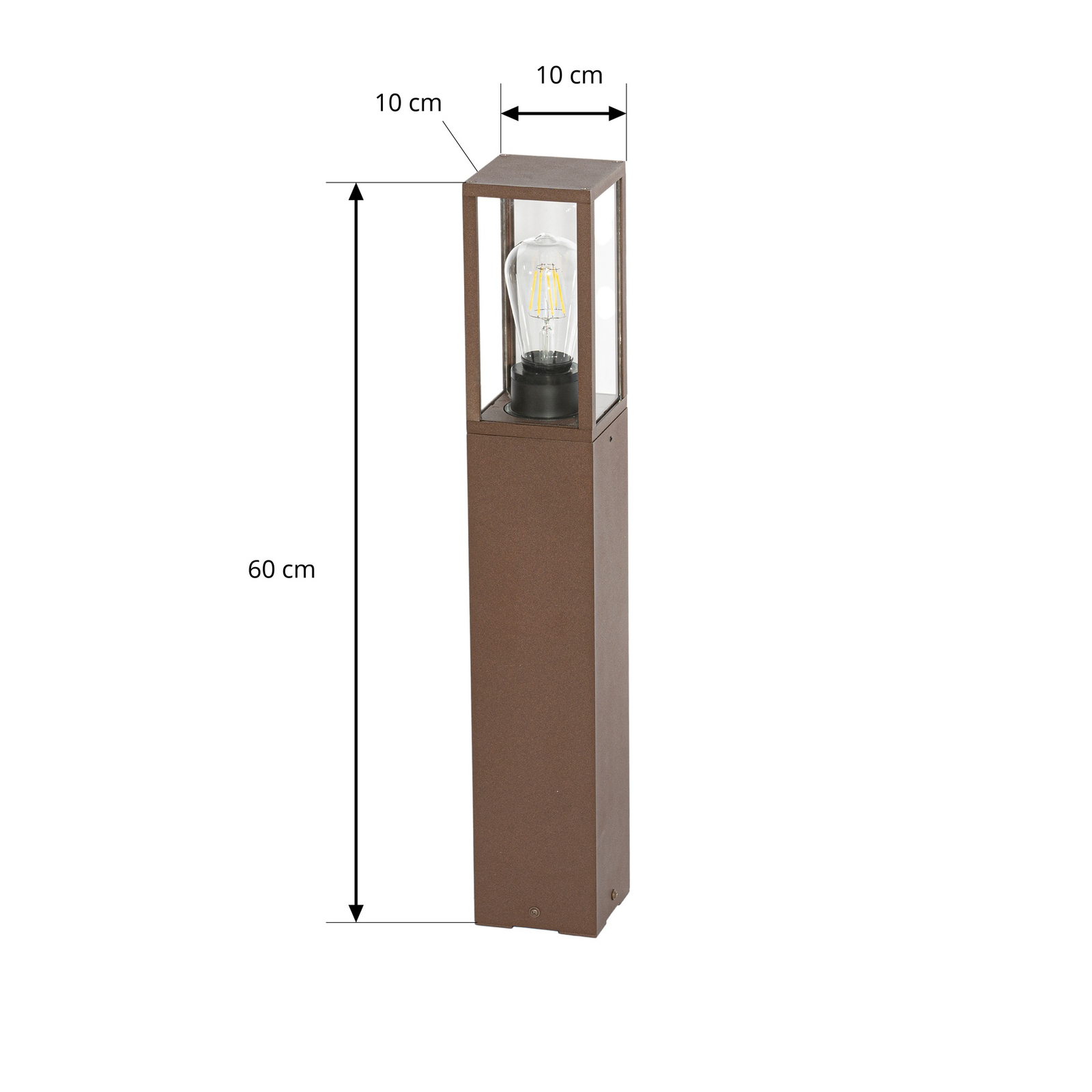 Lindby Robigus pillar light, rust-coloured, aluminium