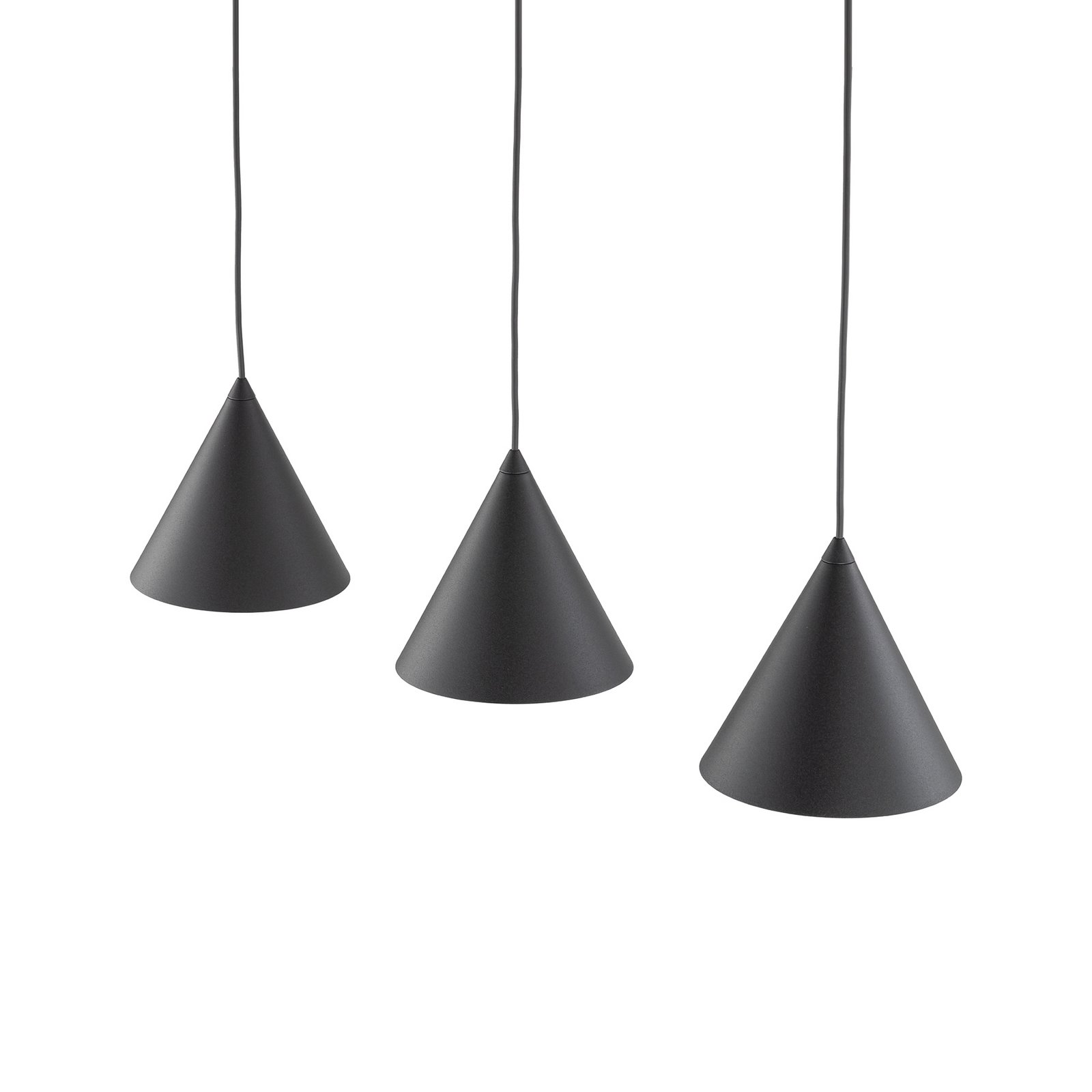 Závěsné světlo Cono, 3 žárovky, černé, E27
