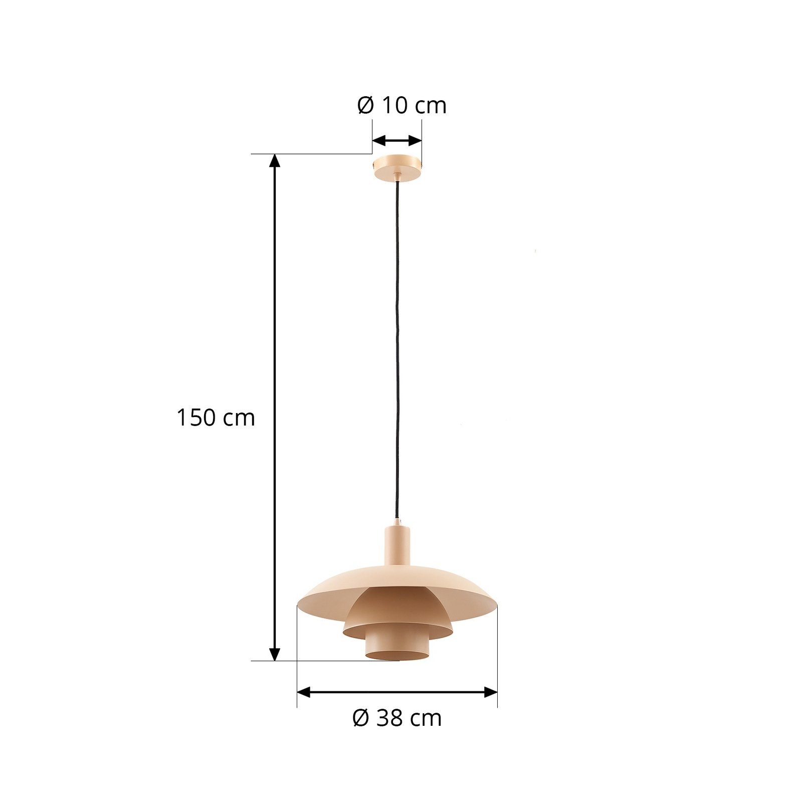 Lindby viseća svjetiljka Elorri, bež, metal, Ø 38 cm