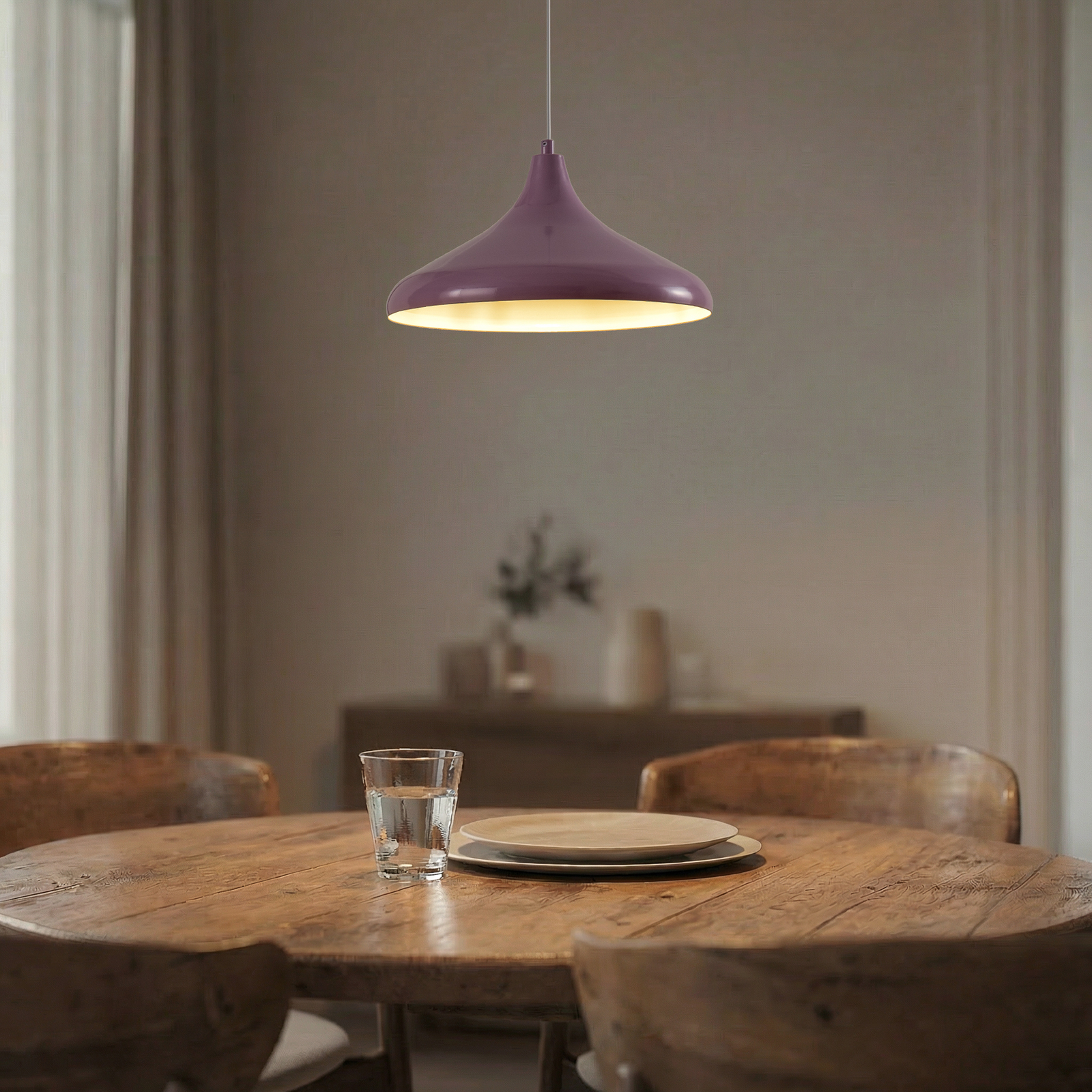 Hängeleuchte Claus, lila/weiß, Ø 35 cm, Metall