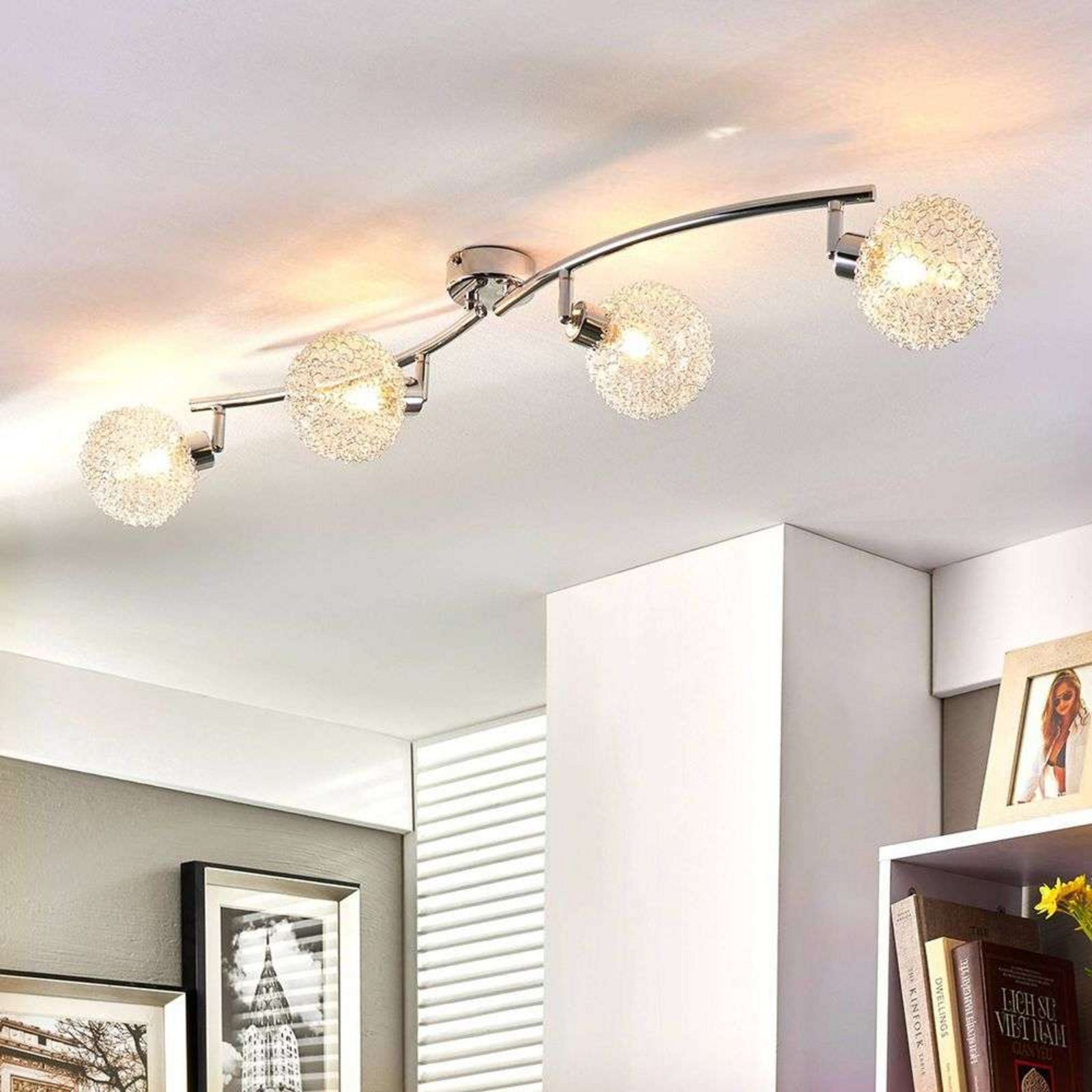 Ticino 4 Ceiling Lamp Silver/Chrome - Lindby