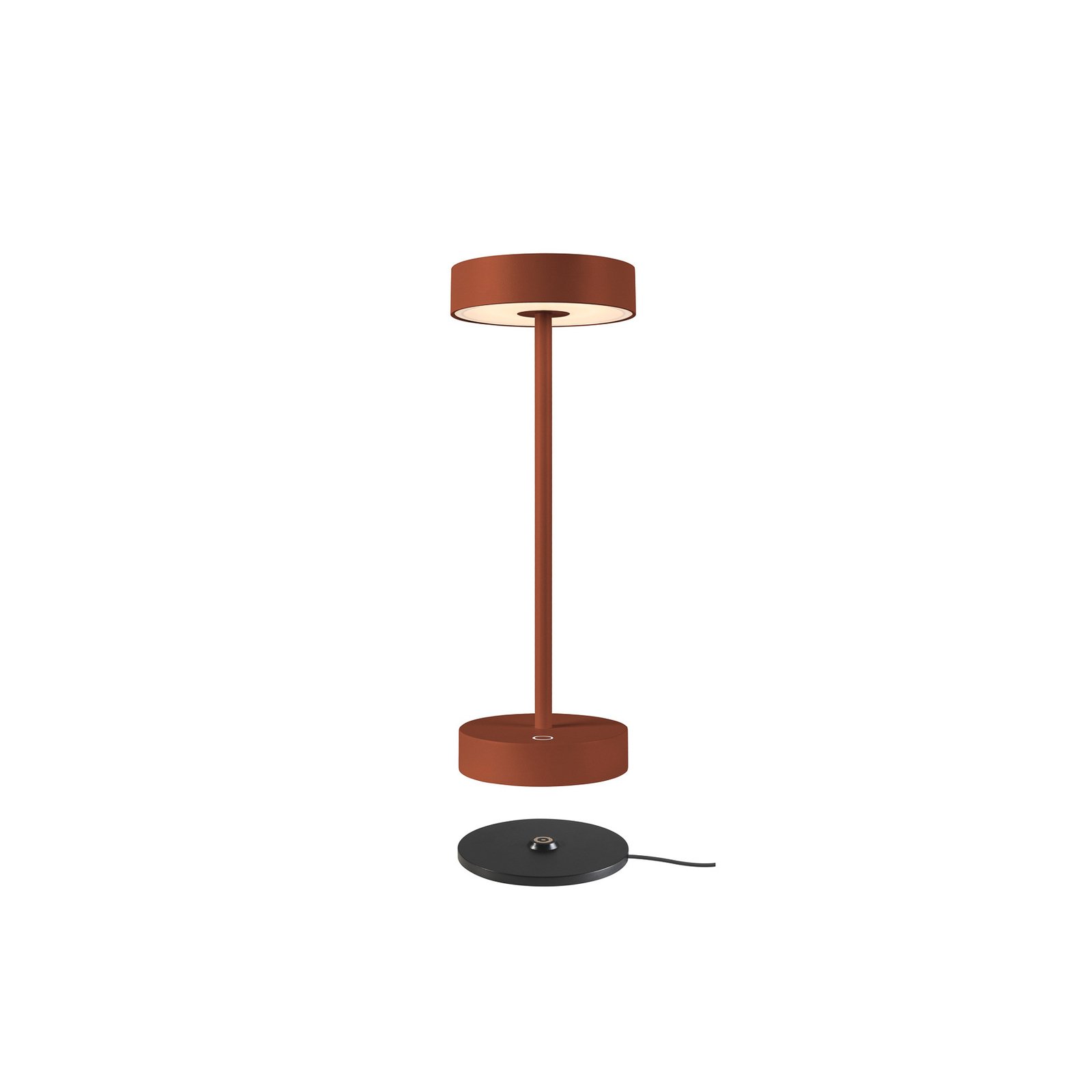 SLV LED rechargeable lamp Vinolina, rust, CCT, aluminium, height 32.3 cm