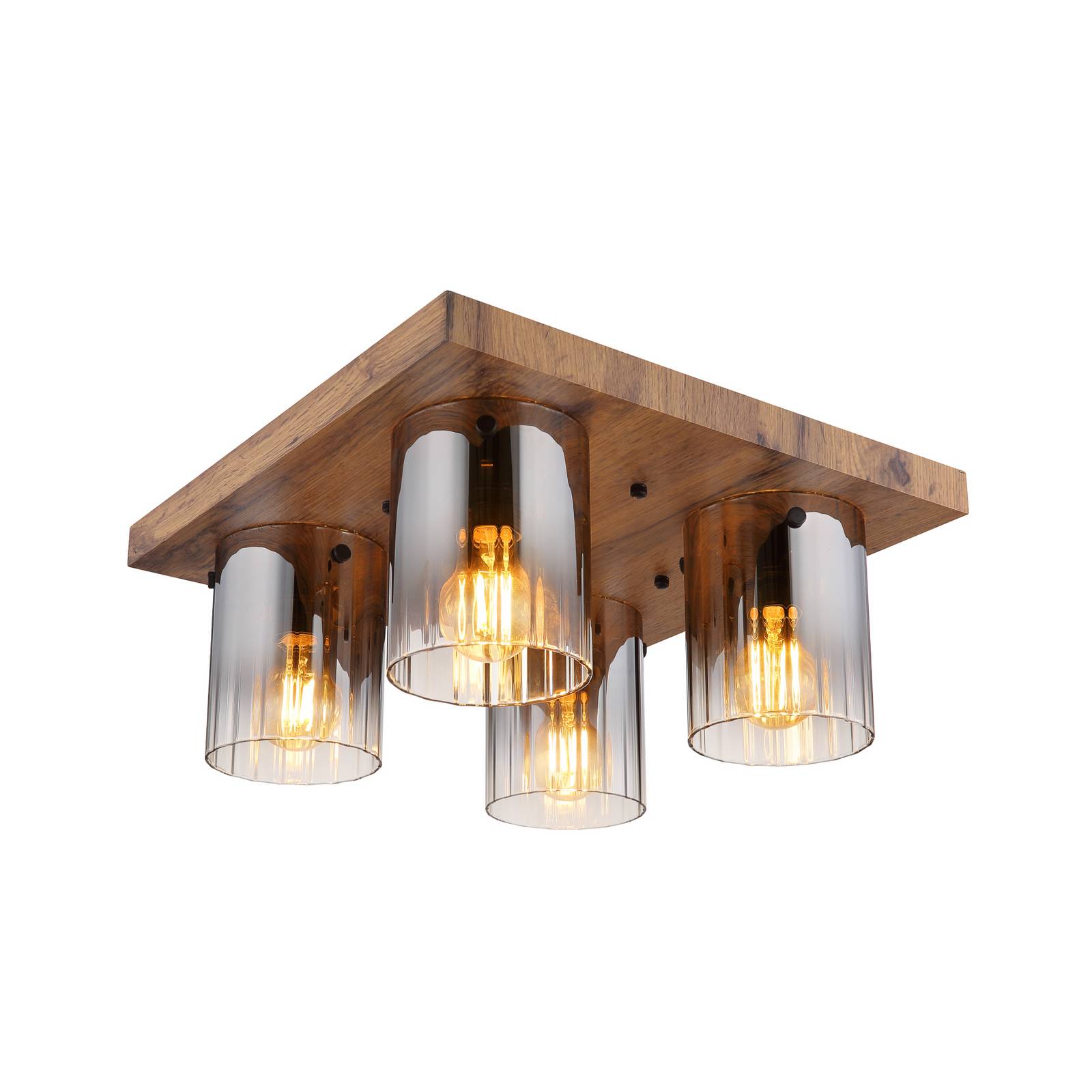 Deckenleuchte Underwood, Länge 41 cm, braun/rauchgrau, MDF