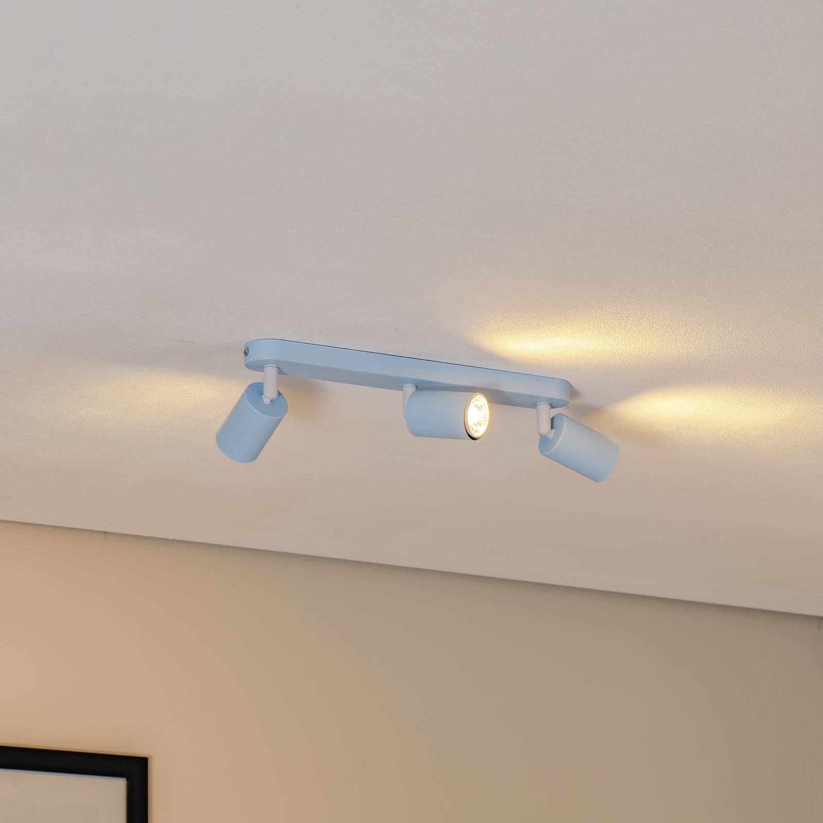 Deckenstrahler Livia, hellblau, 52 cm, 3-flg., Metall, GU10 günstig online kaufen