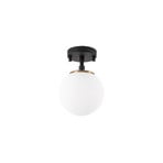Plafonnier Atmaca, à 1 lampe, noir, verre, Ø 15 cm