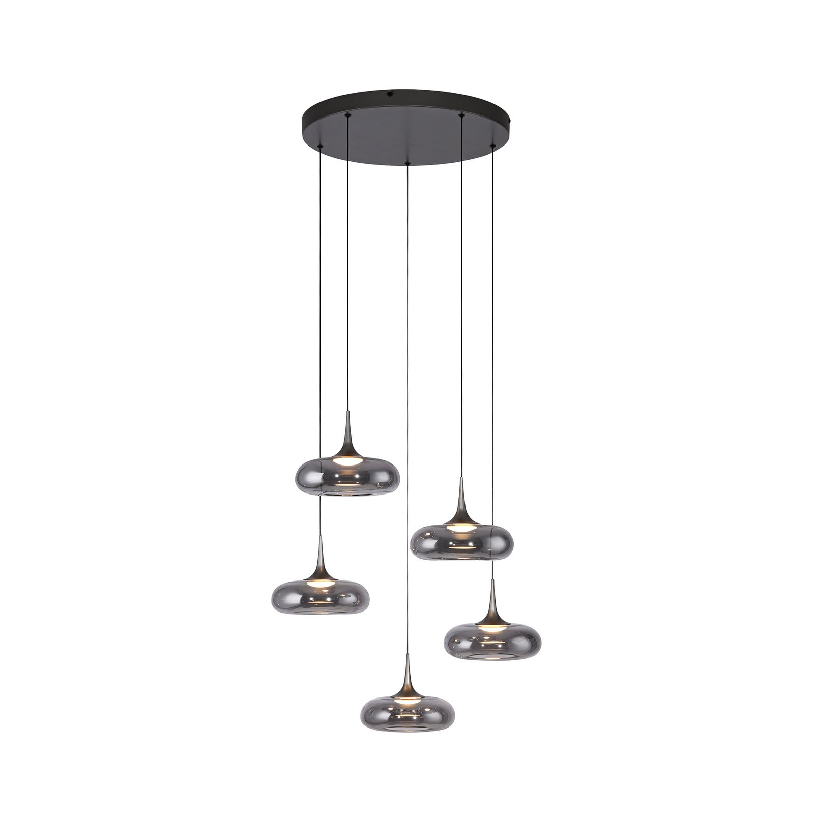 Schöner Wohnen LED-visoka svetilka Posh 5-fl., dimno steklo, 3.000 K Schöner Wohnen LED-visoka svetilka Posh 5-fl., dimno steklo, 3.000 K