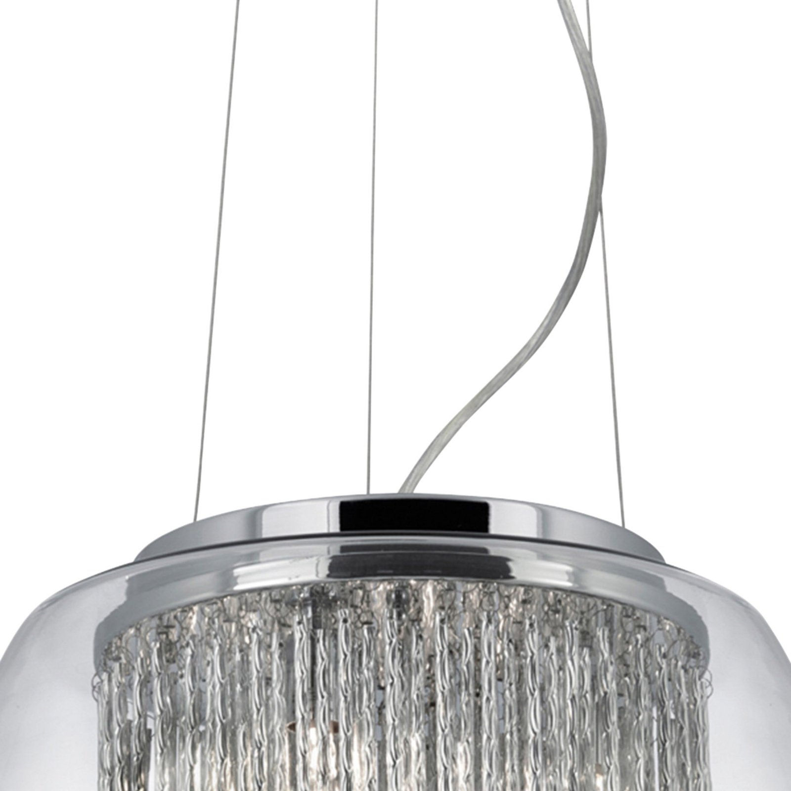 Curva glass hanging light with a glamorous design