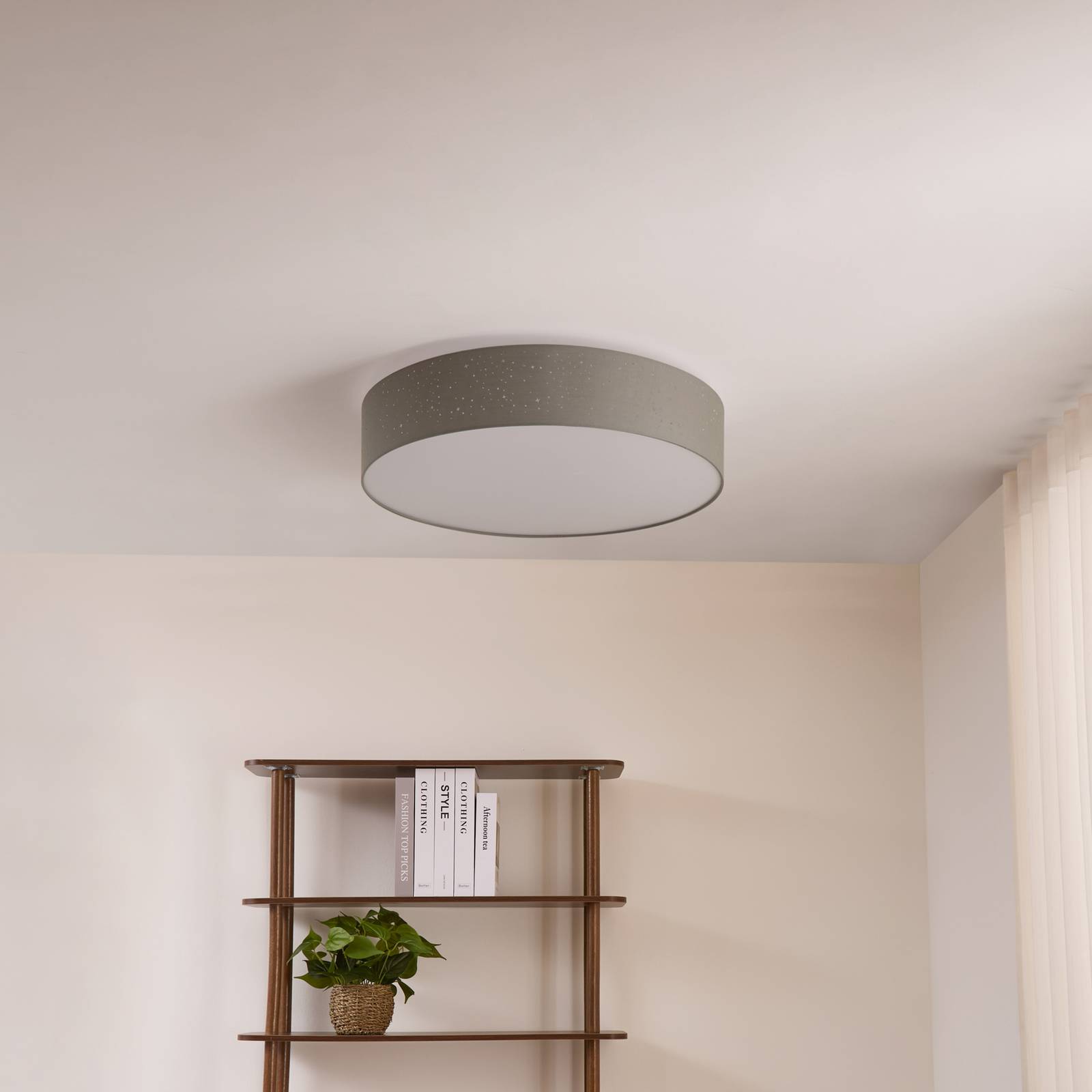 Lindby Lampa sufitowa LED Ellamina, 60 cm, jasnoszara, tekstylna
