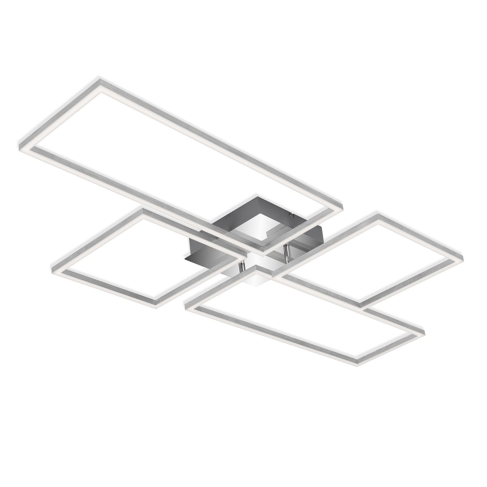 Plafón LED Frame CCT, cromo-aluminio, 110x54cm