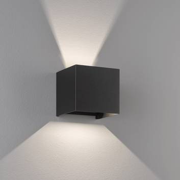 LED buitenwandlamp Wall, zwart, hoekig