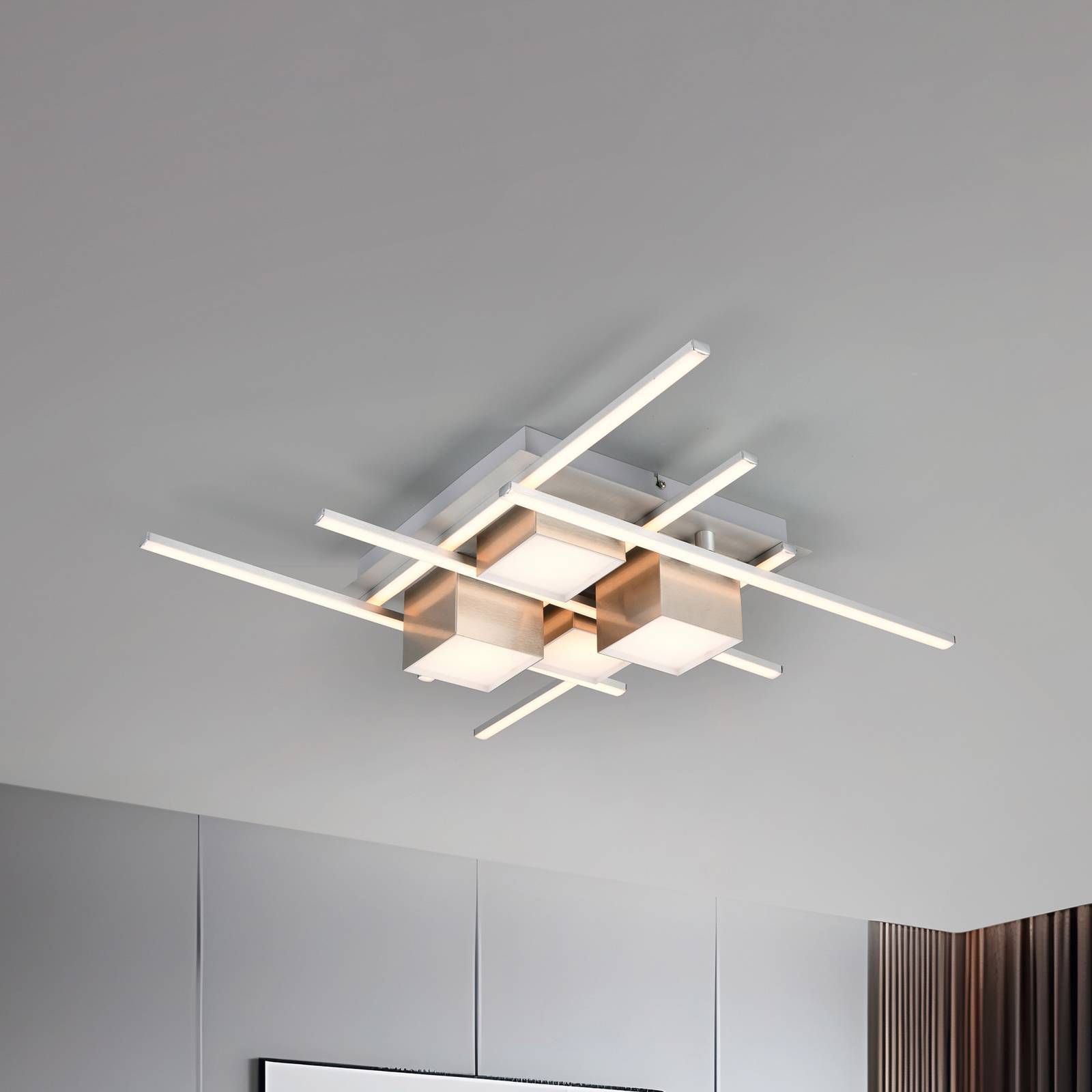 LED-Deckenlampe Roger, coffee, Metall, CCT, Fernbedienung günstig online kaufen