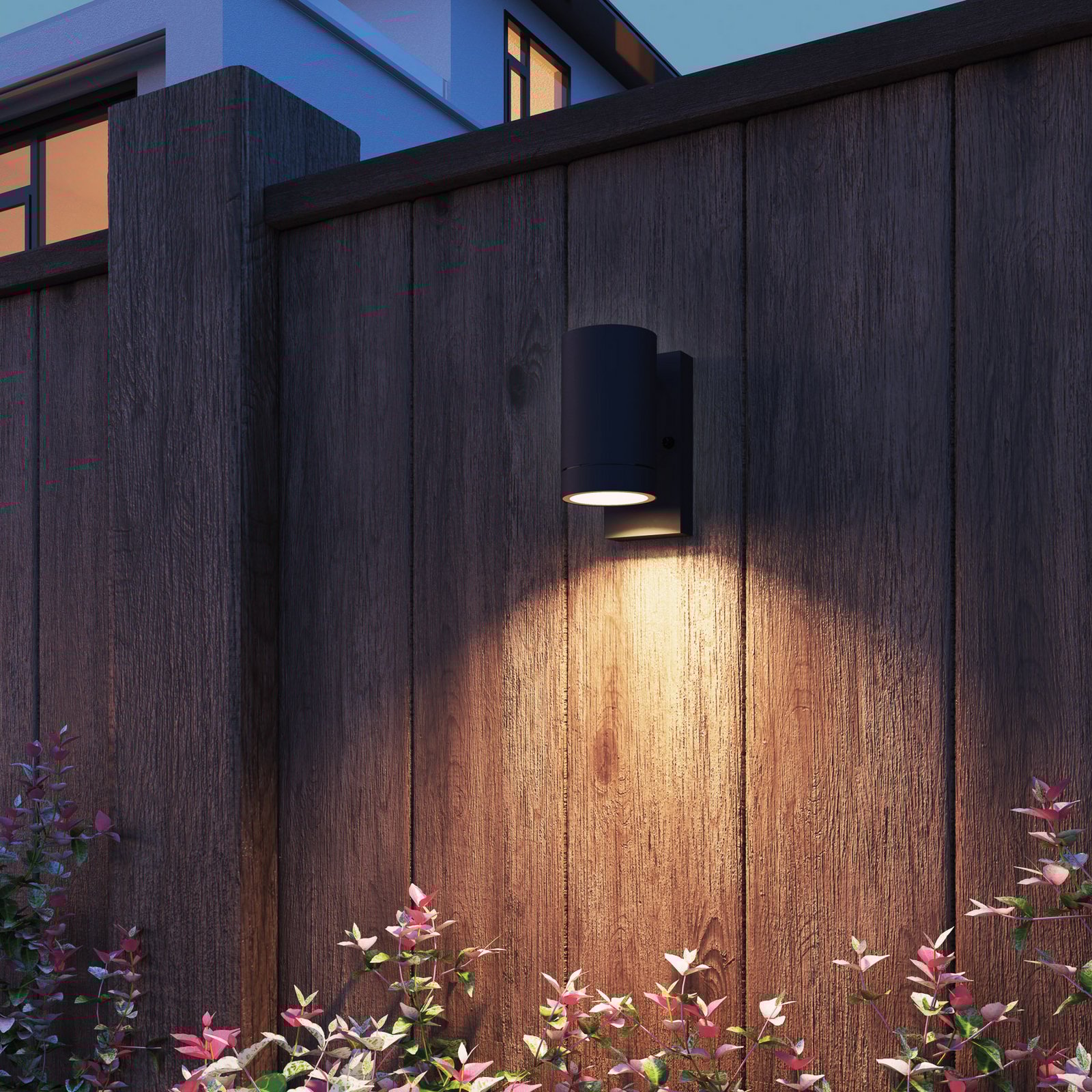 Calex Alba GU10 outdoor wall light, downlight, black, sensor