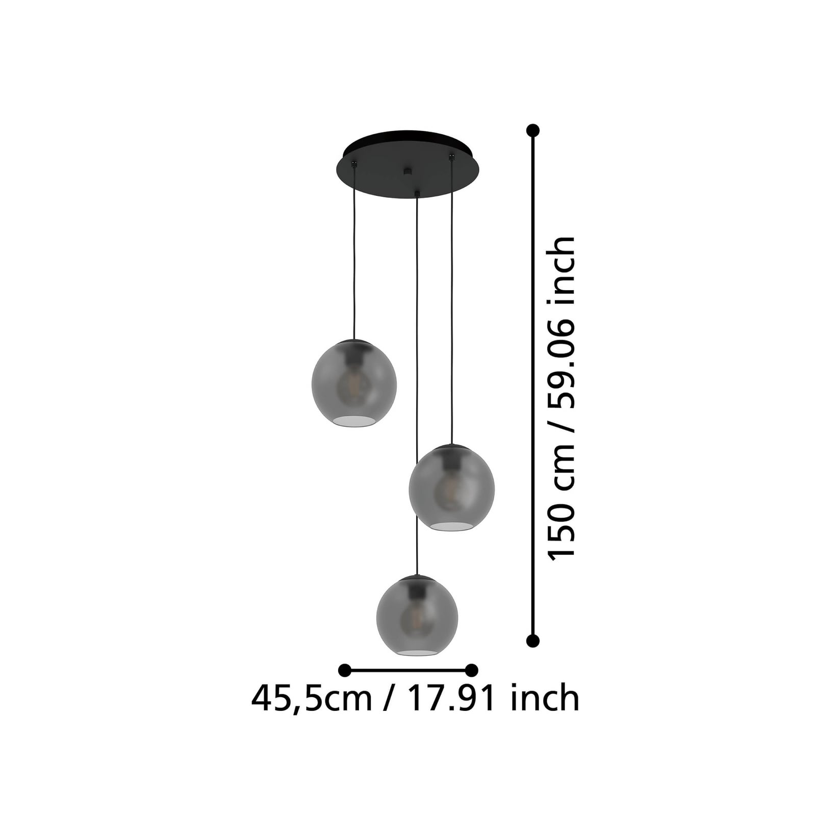 Stars of Light Hängeleuchte Arangona, grau, Ø 46 cm 3-flg.