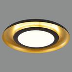 Φωτιστικό οροφής LED Shiitake, μαύρο / χρυσό