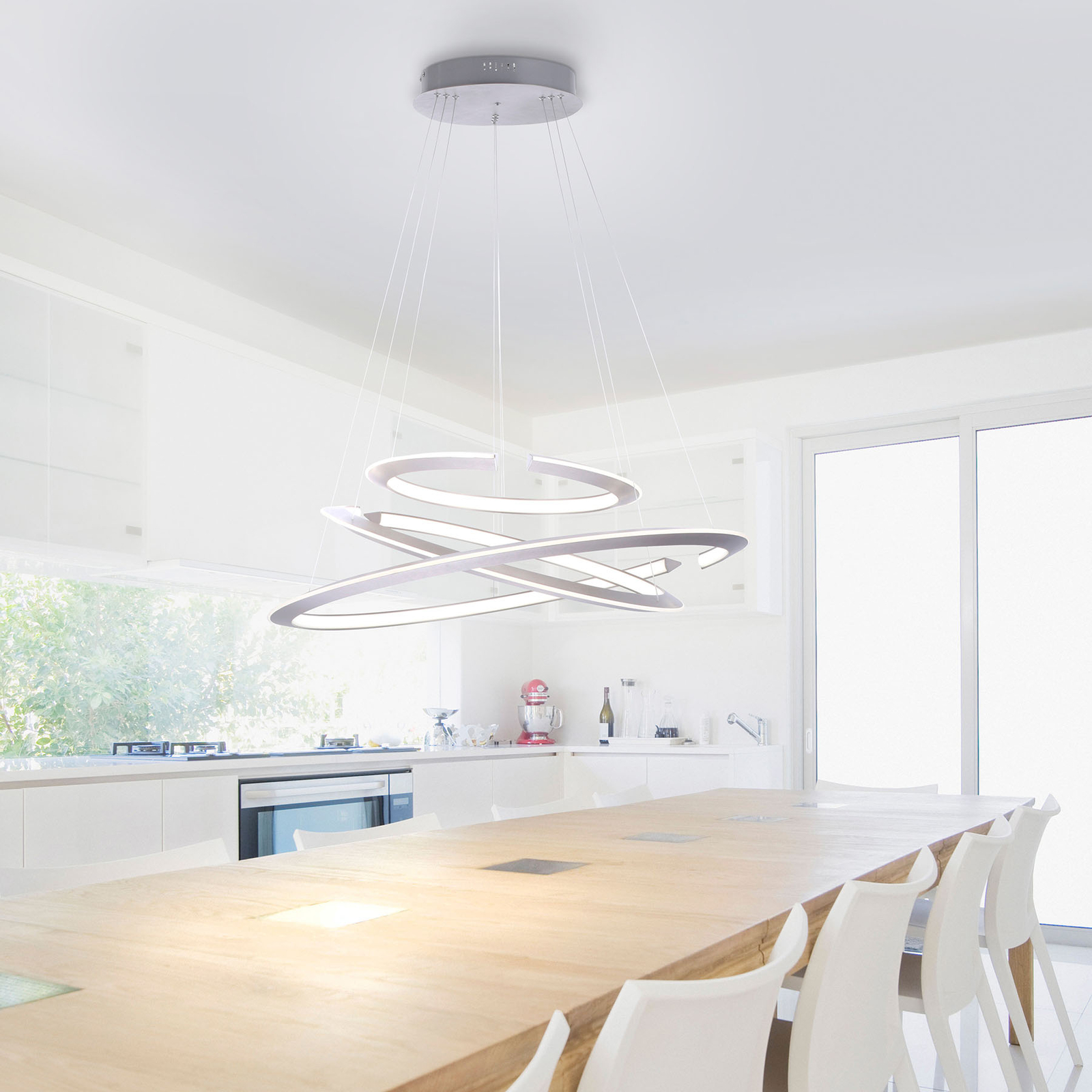 Suspension LED Alessa à trois anneaux LED