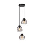 Hanglamp Filox, zwart, 3-lamps, rond