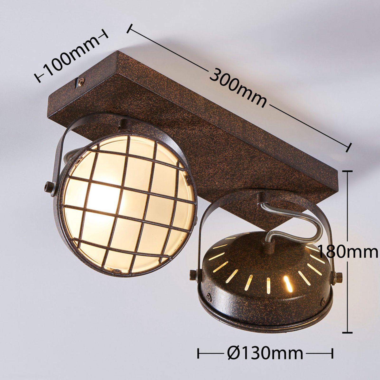 Tamin 2 Ceiling Light Rust/White - Lindby