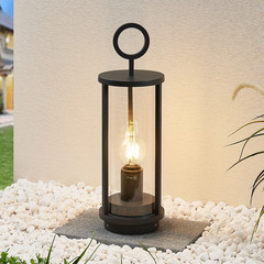 Lucande lampioncino Emmeline, trasparente, alluminio, 34 cm