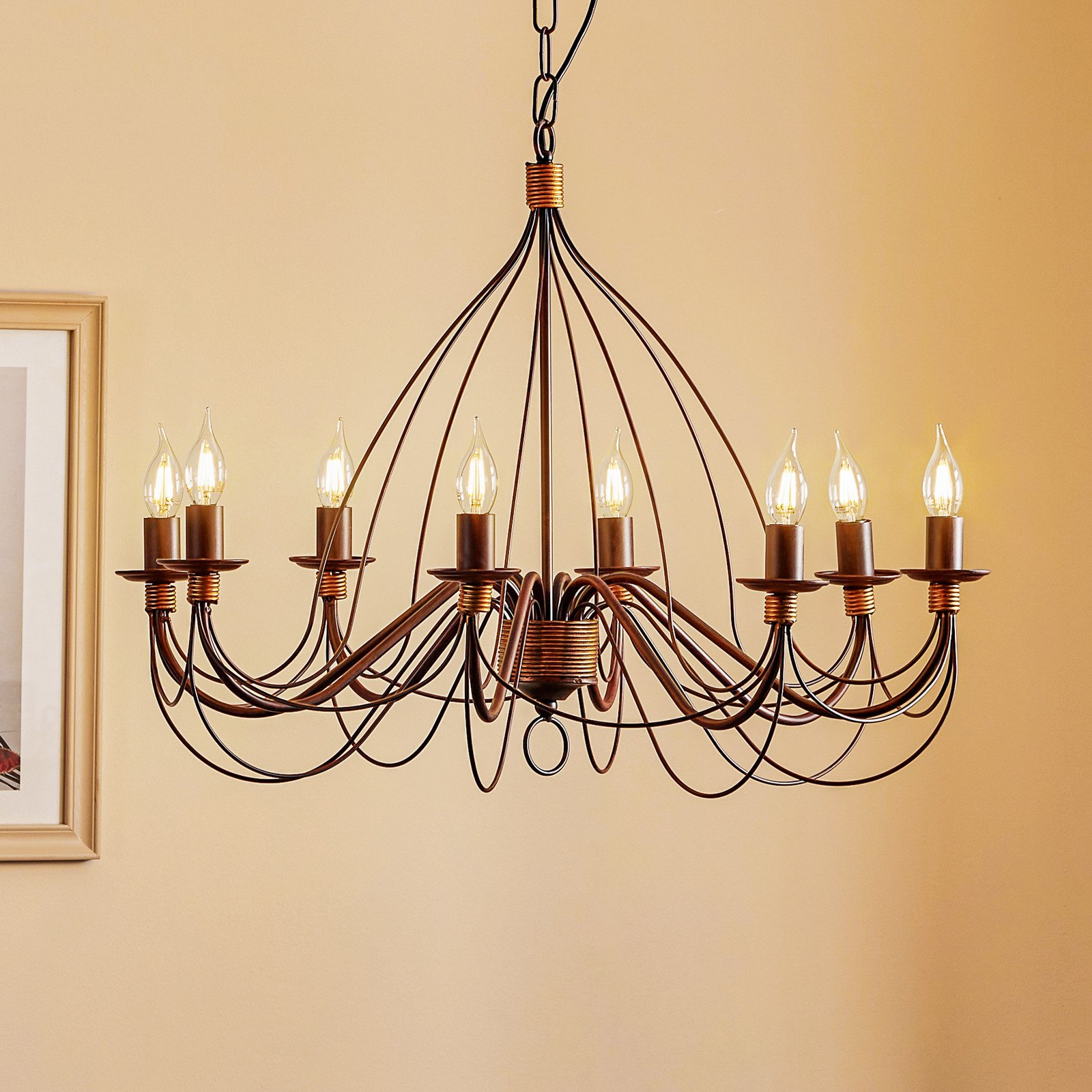 ONLI Candelabru Fiamma Marrone 8 becuri fără abajur - Camera de zi / sufragerie - Casă de țară / Rustic - maro închis bronz - Metal