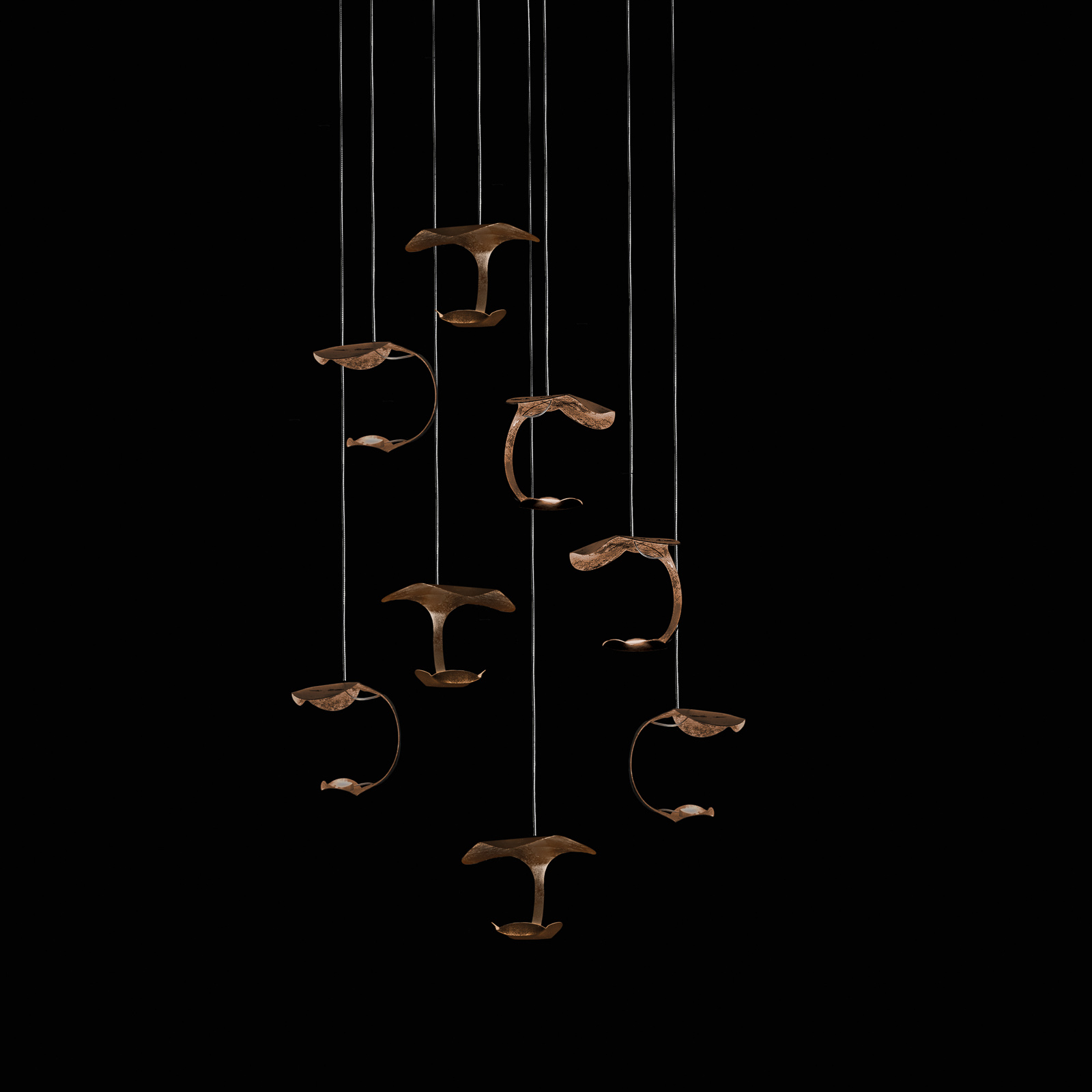 Knikerboker Le Gigine suspension 8 lampes bronze