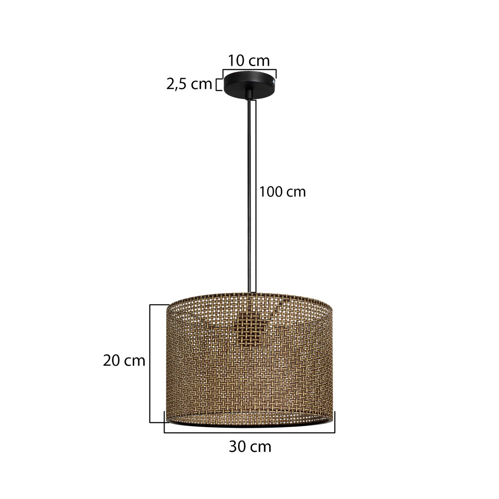 Hängeleuchte Nara, braun gemustert, Stoff, Ø 30 cm günstig online kaufen