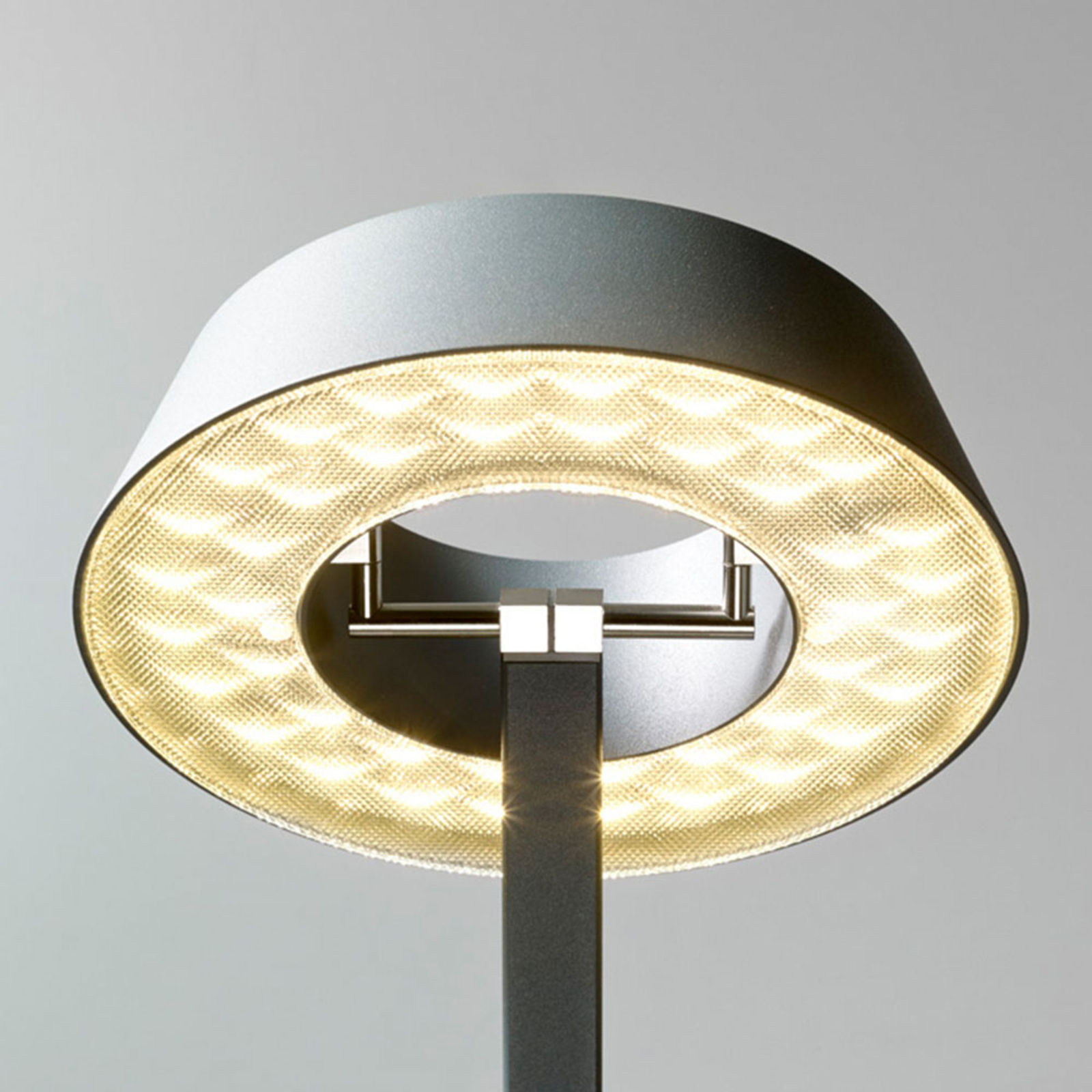 OLIGO Glance LED-Tischlampe gebogen grau matt