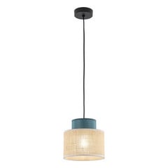 Lampa wisząca Duo, klosz z juty, petrol/naturalny brąz, Ø 20 cm