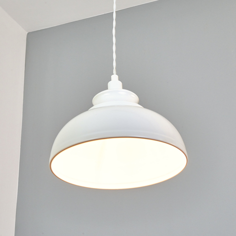 Lampa wisząca Isla z metalowym kloszem, biała
