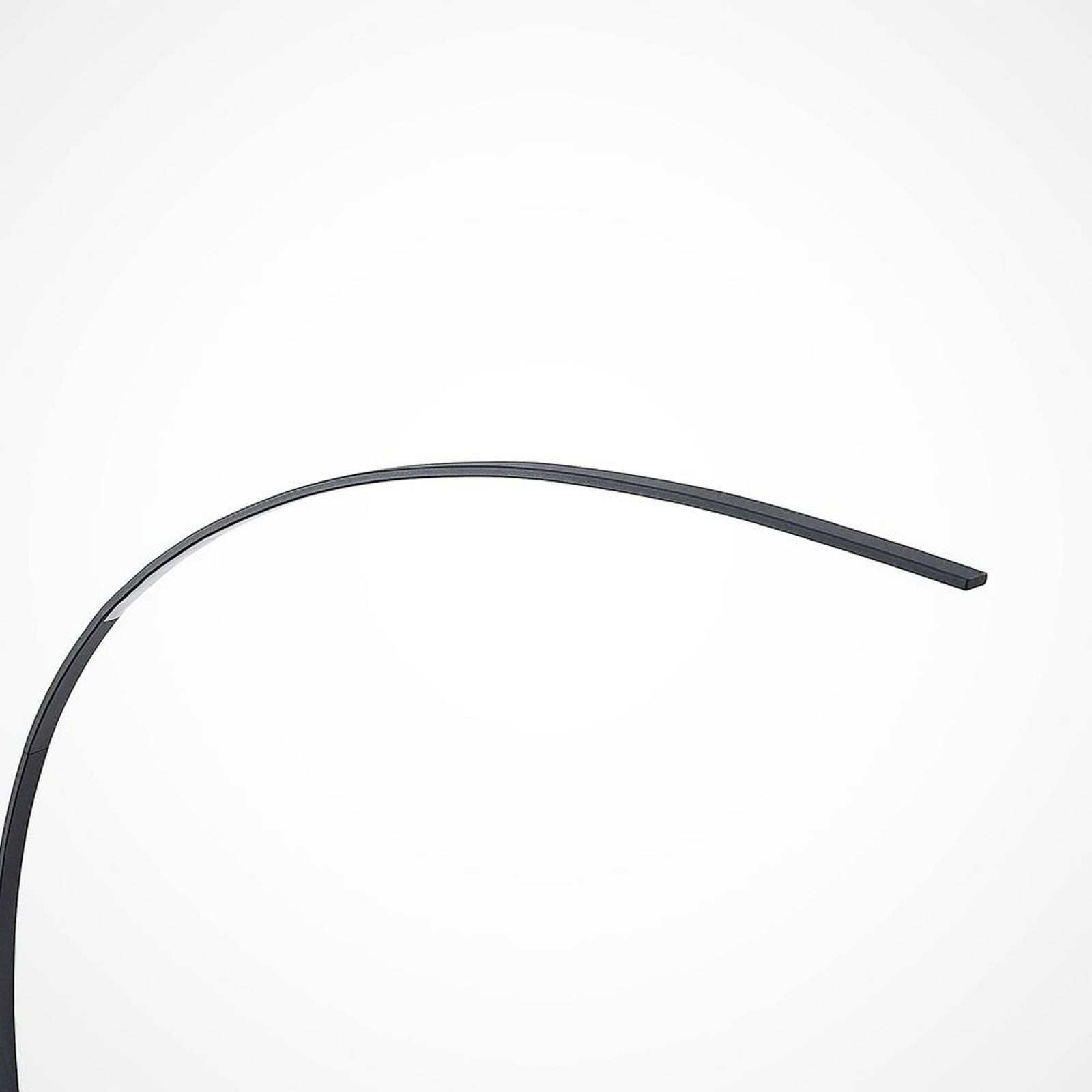 Lindby LED Lampadaire arqué Kendra, noir, aluminium, hauteur 180cm
