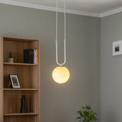 Lámpara colgante Glam, blanco/ópal, 1 luz